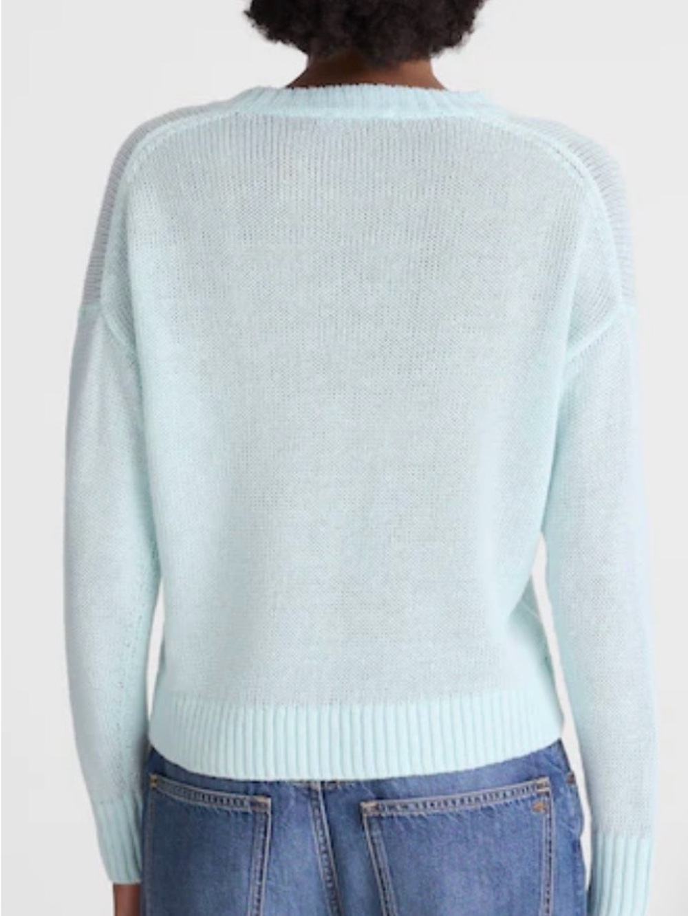 NWT Madewell Linen Drop-Shoulder Sweater in Aqua. Large. FRESH! - Picture 5 of 7
